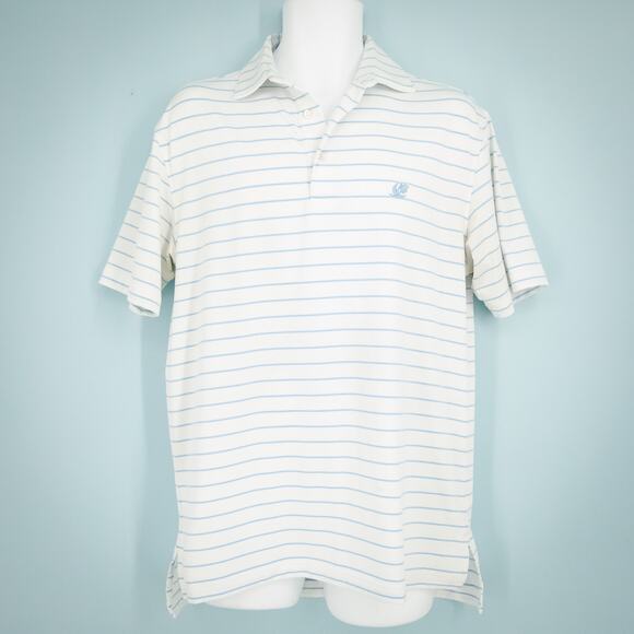 Peter Millar Size Small S Blue Stripe Summer Comfort Polo Collared Button Shirt - Picture 1 of 9